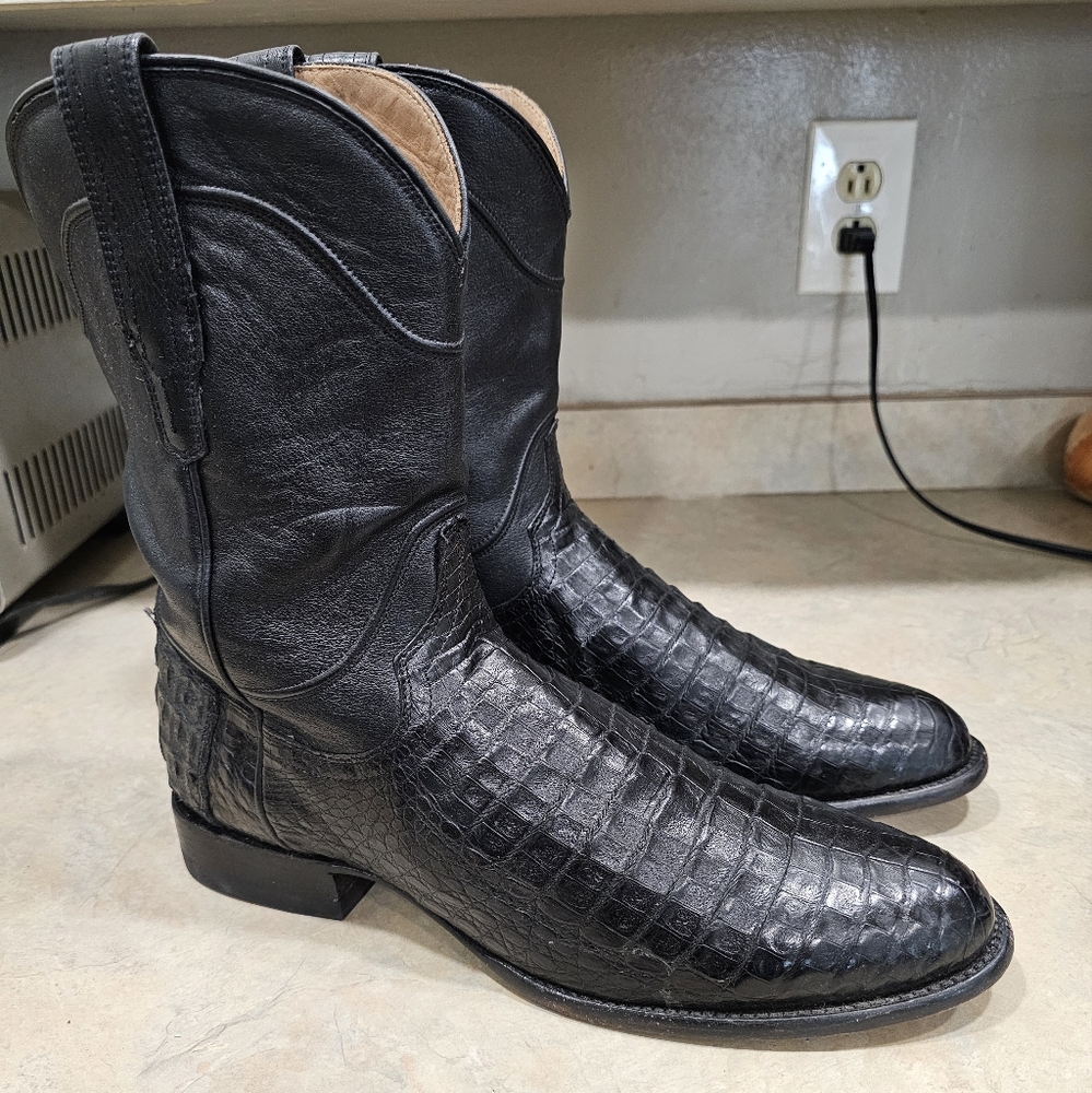 Mens 12 D Tecovas Black CAIMAN BELLY Dress Western Cowboy Boots,  Excellent!